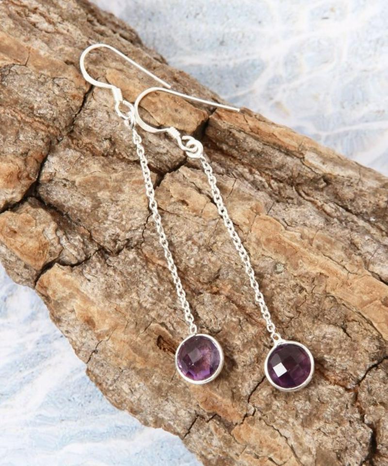 【フランス買付】天然石シルバーチェーン ピアス