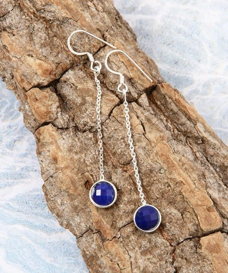 【フランス買付】天然石シルバーチェーン ピアス