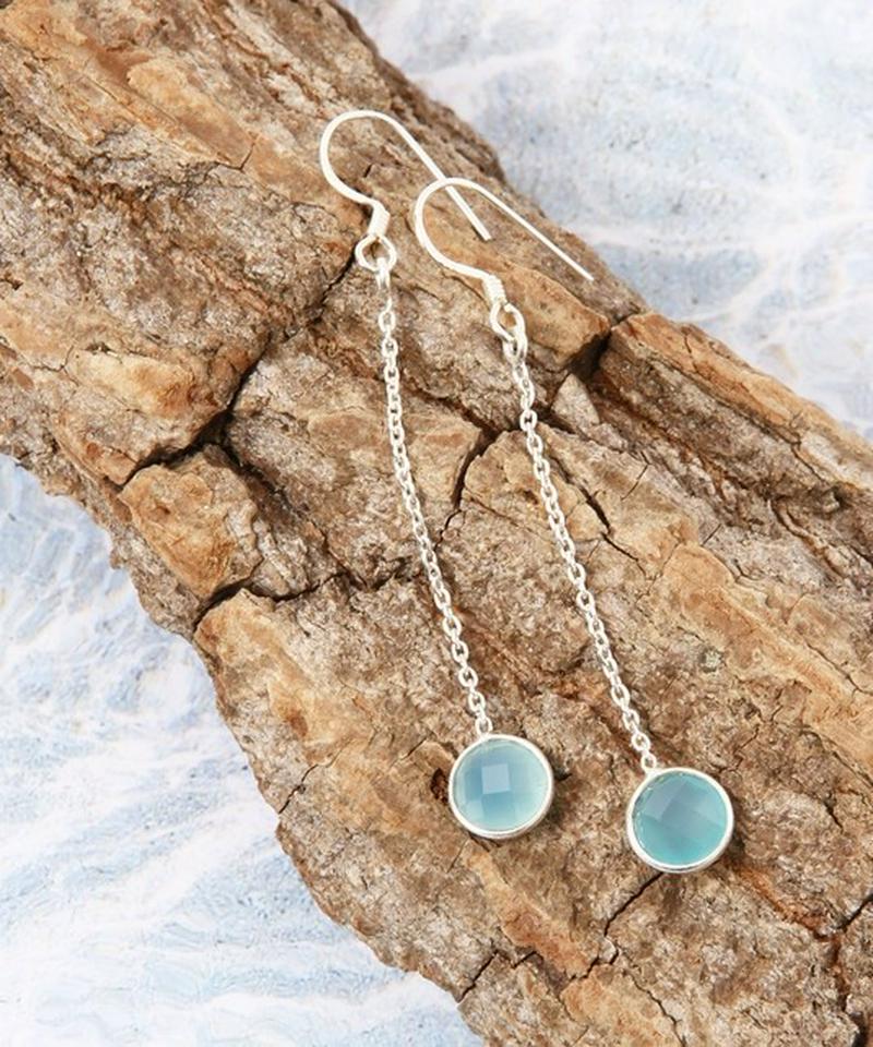 【フランス買付】天然石シルバーチェーン ピアス