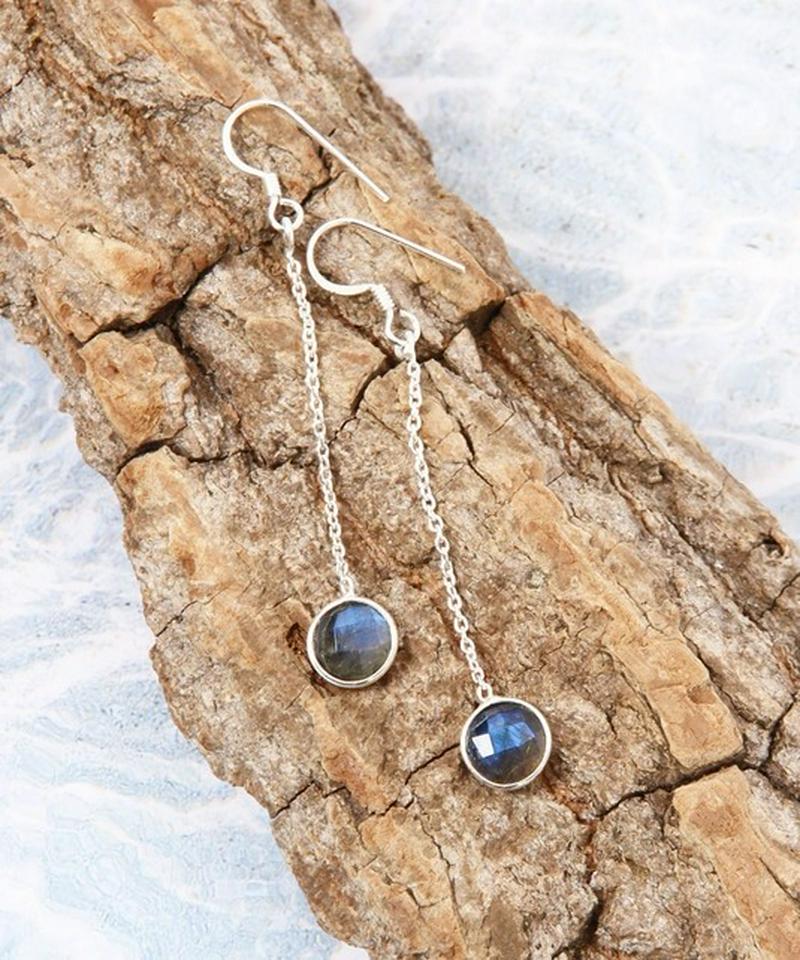 【フランス買付】天然石シルバーチェーン ピアス