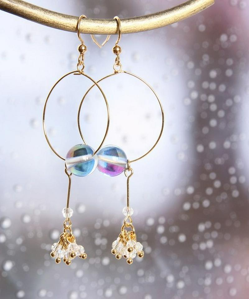 K14GF ガラスバークリア×フープピアス