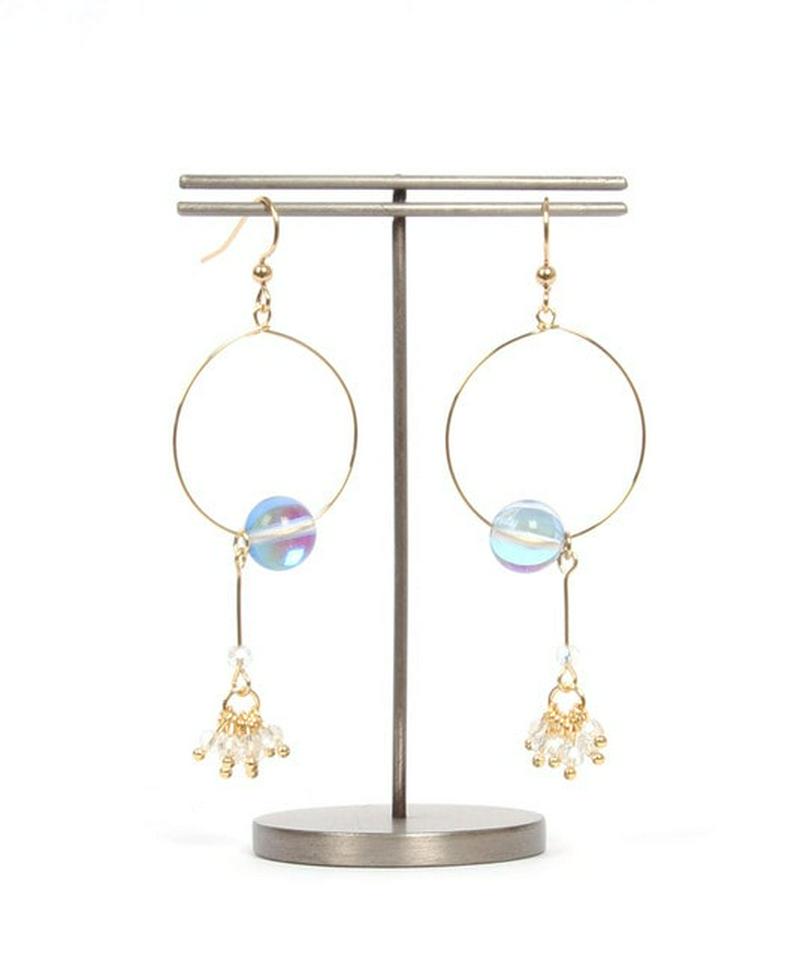 K14GF ガラスバークリア×フープピアス