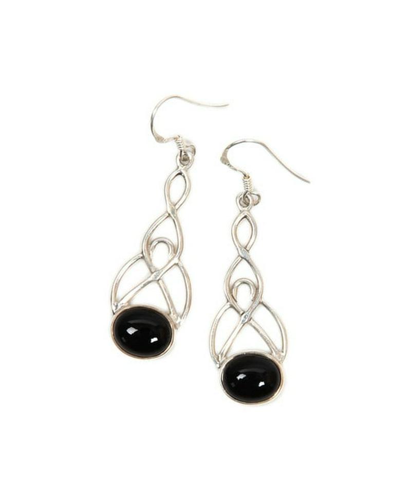 【フランス買付】オニキス ロングラインピアス