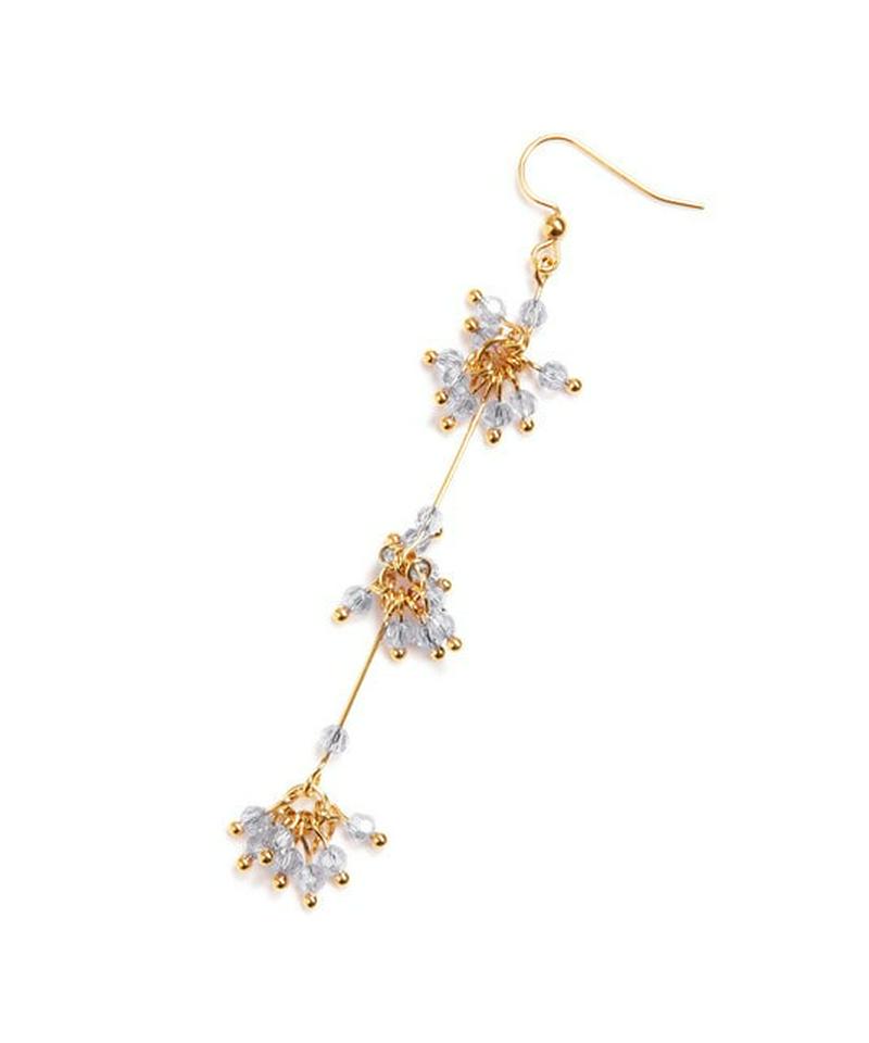 K14GF ガラスバー3連ピアス グレイ