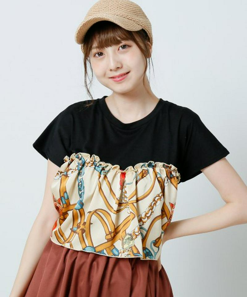 スカーフ柄ビスチェTシャツ