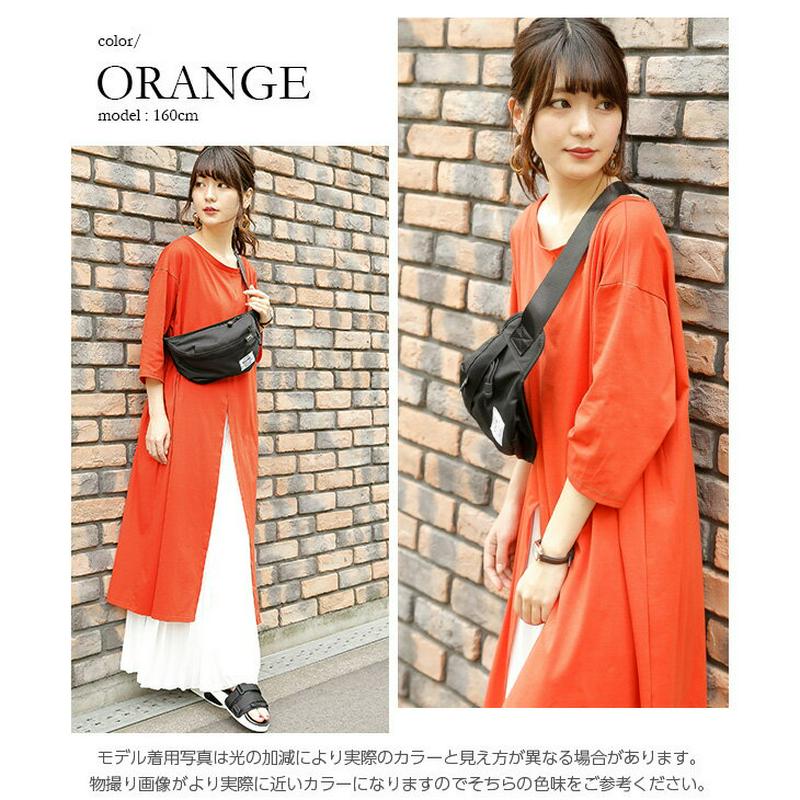 入荷済み！ スリットワンピース 2way 七分袖 ロング丈 スリット ゆったり 大きめ ミディアム丈 膝下 レディース メール便 2022春夏新作 フリー 【lgww-ag0134】【即納：1-5営業日】【送料無料】メ込2