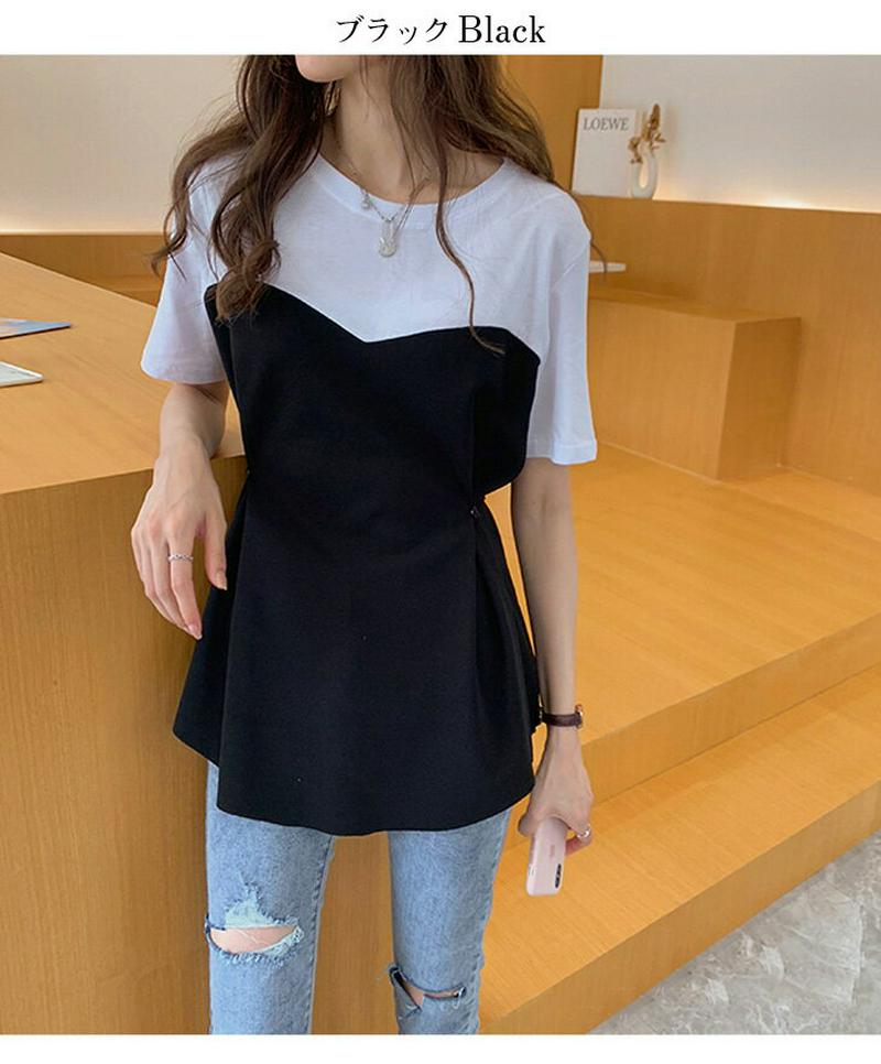 チュニック レディース 半袖 トップス おしゃれ 可愛い ブラック メール便 2019春夏新作 M/L/XL/2XL 【7682
