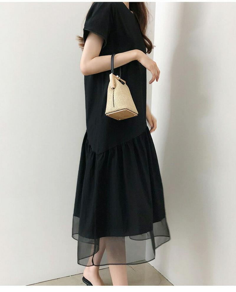 ワンピース レディース 膝丈 ミディアム丈 おしゃれ 可愛い ゆったり きれいめ 上品 体型カバー お出掛け メール便 2019