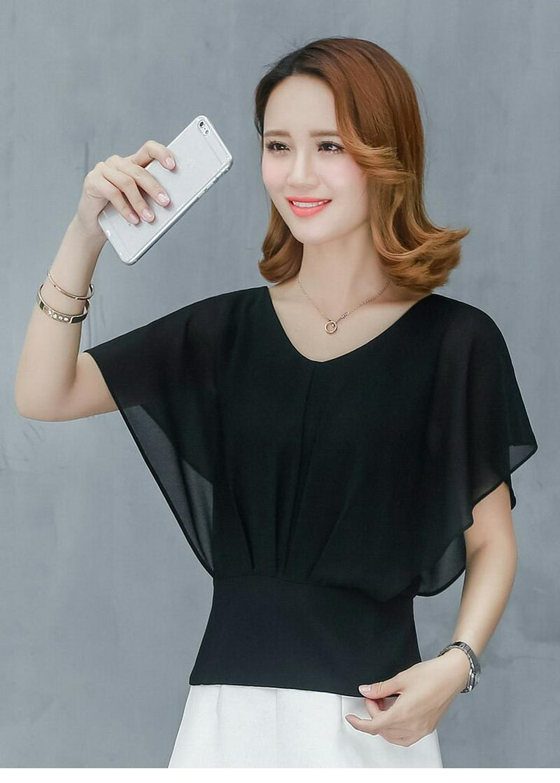 ブラウス レディース 半袖 トップス シャツ おしゃれ 可愛い シフォン メール便 2019春夏新作 M/L/XL/2XL 【9