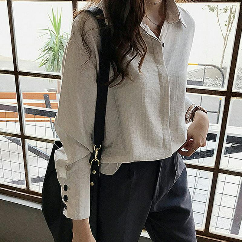 ブラウス レディース 長袖 トップス ゆったり シャツ おしゃれ 可愛い シンプル メール便 2019春夏新作 【5273-ne