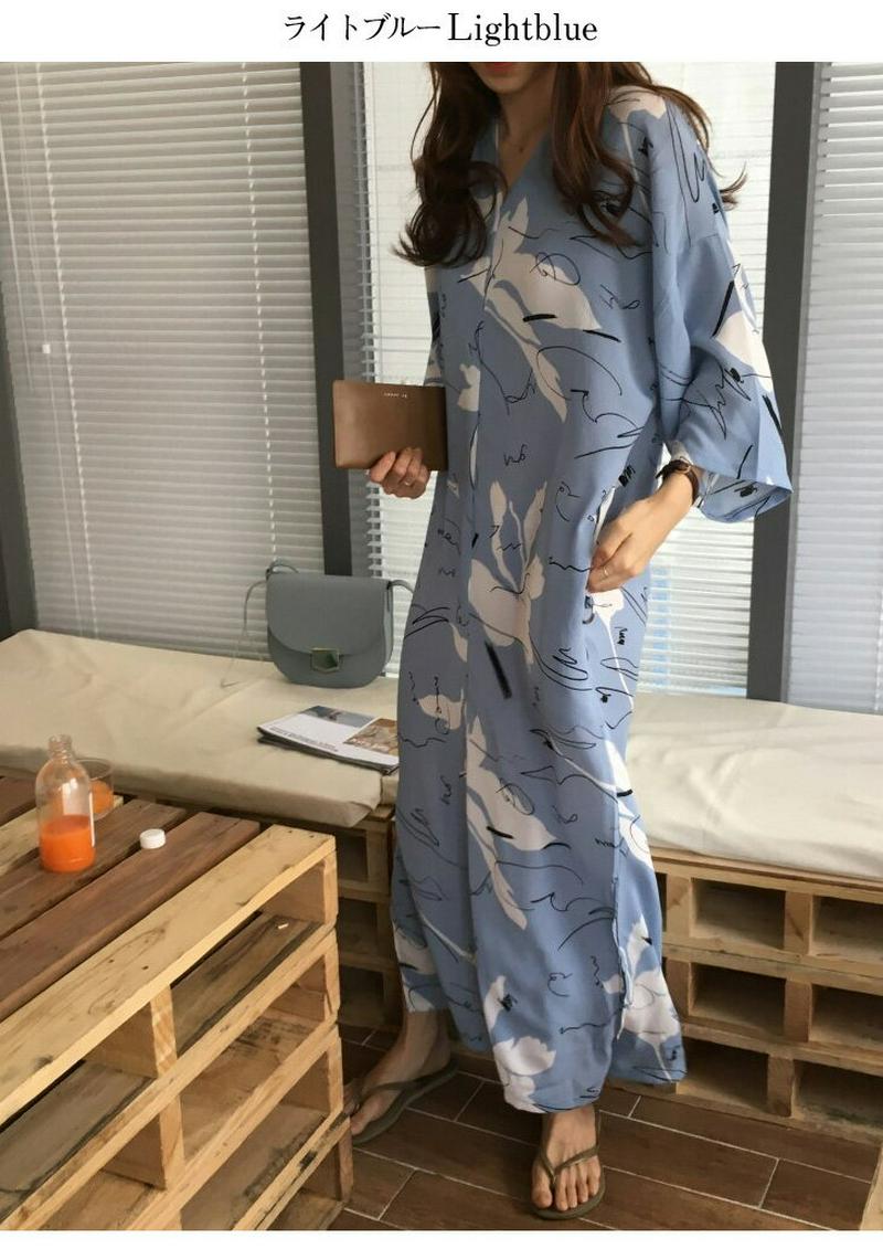 ワンピース レディース 膝丈 ミディアム丈 花柄 フラワー おしゃれ 可愛い お出かけ メール便 2019春夏新作 フリー 【4
