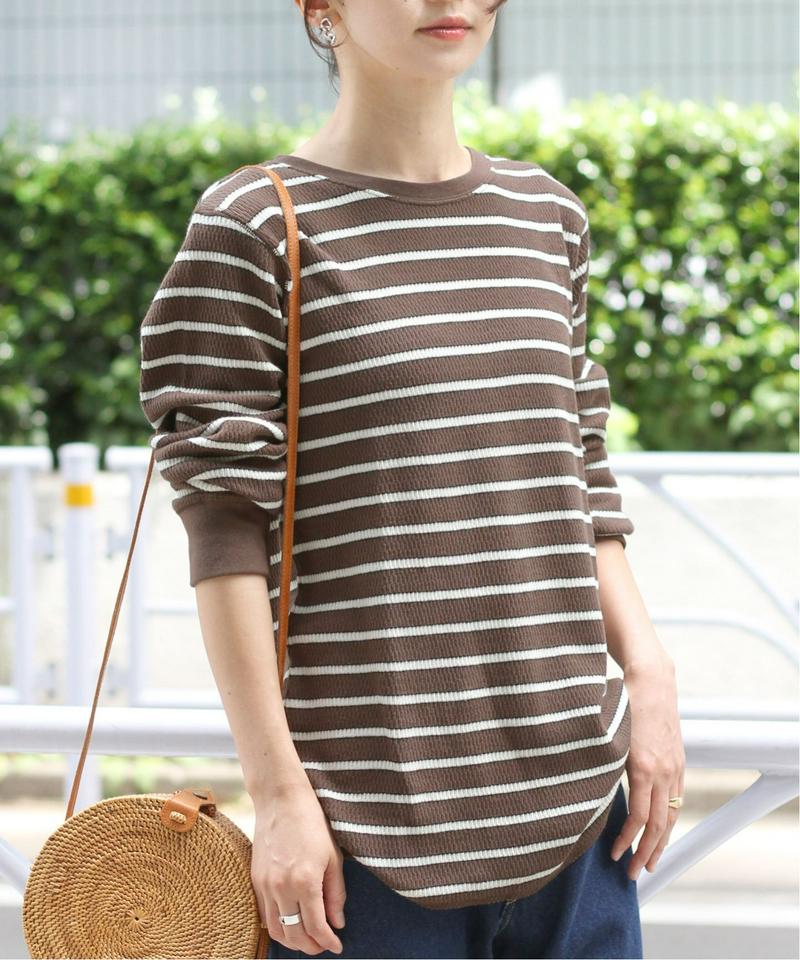 ハニカムボーダークルーネックTシャツ◆