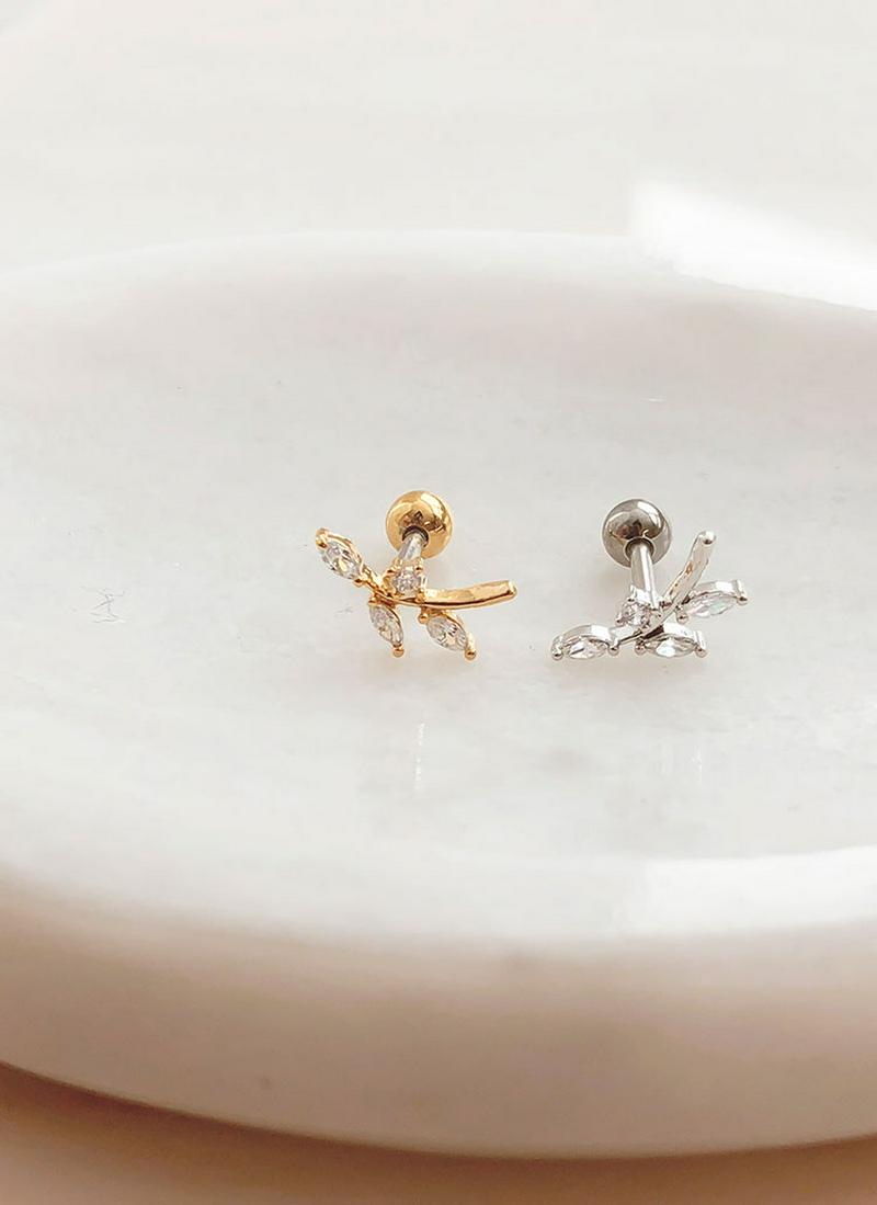 リーフキュービックモチーフピアス