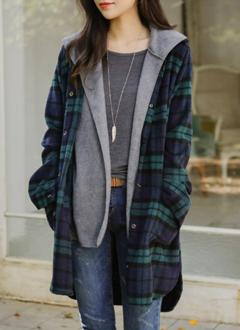 フードベストSETチェック柄ジャケット