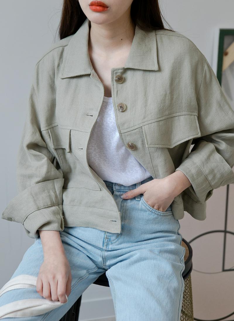 リネンブレンドダブルポケットジャケット