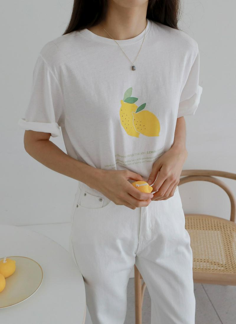 レモンプリント半袖Tシャツ