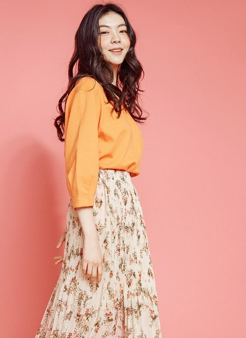 テンセルブレンドバルーンTシャツ(オレンジ)