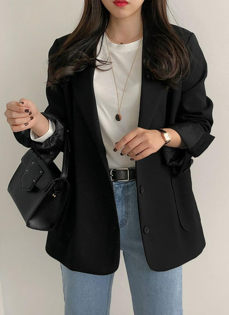 スリーボタンアウトポケットジャケット(ブラック)