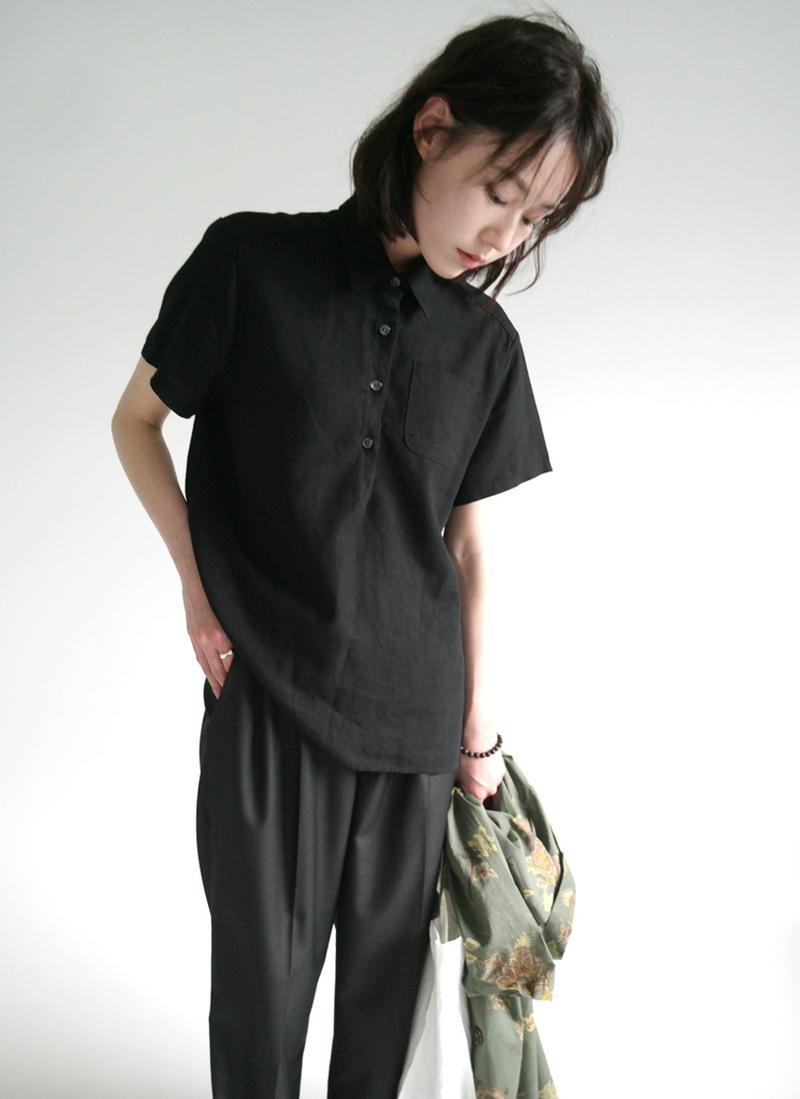 スリットヘムポロカラー半袖Tシャツ