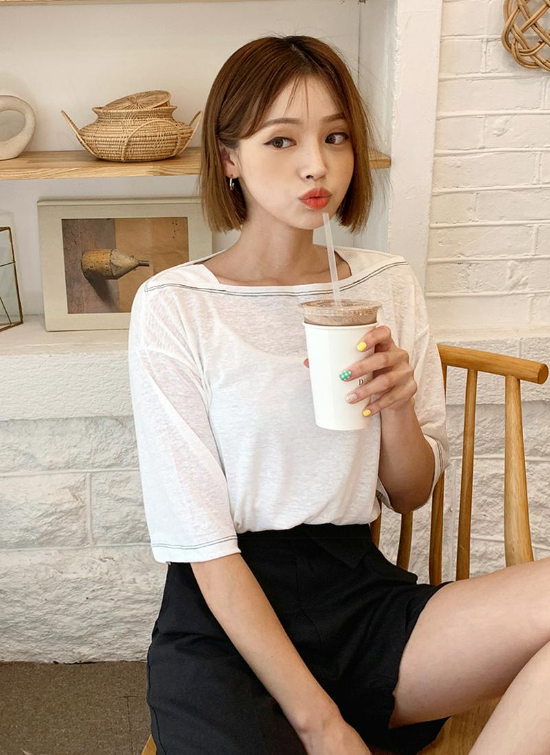 スクエアステッチTシャツ・全2色