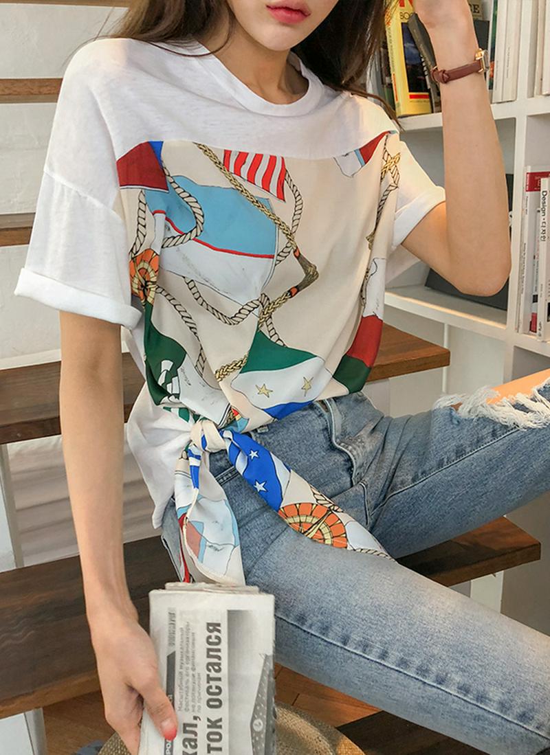 スカーフレイヤードTシャツ