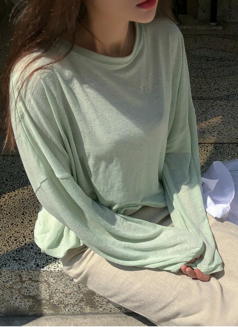 ライトカラーコットンラウンドネックTシャツ