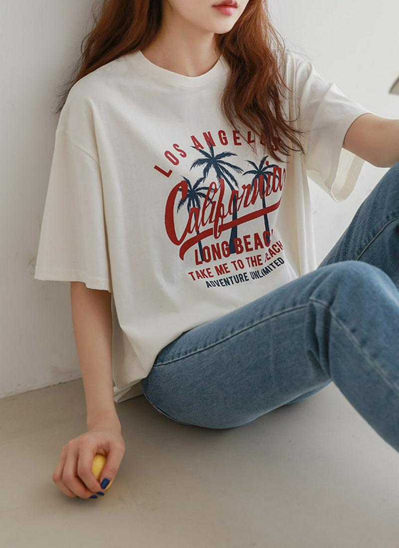 ビーチプリントTシャツ