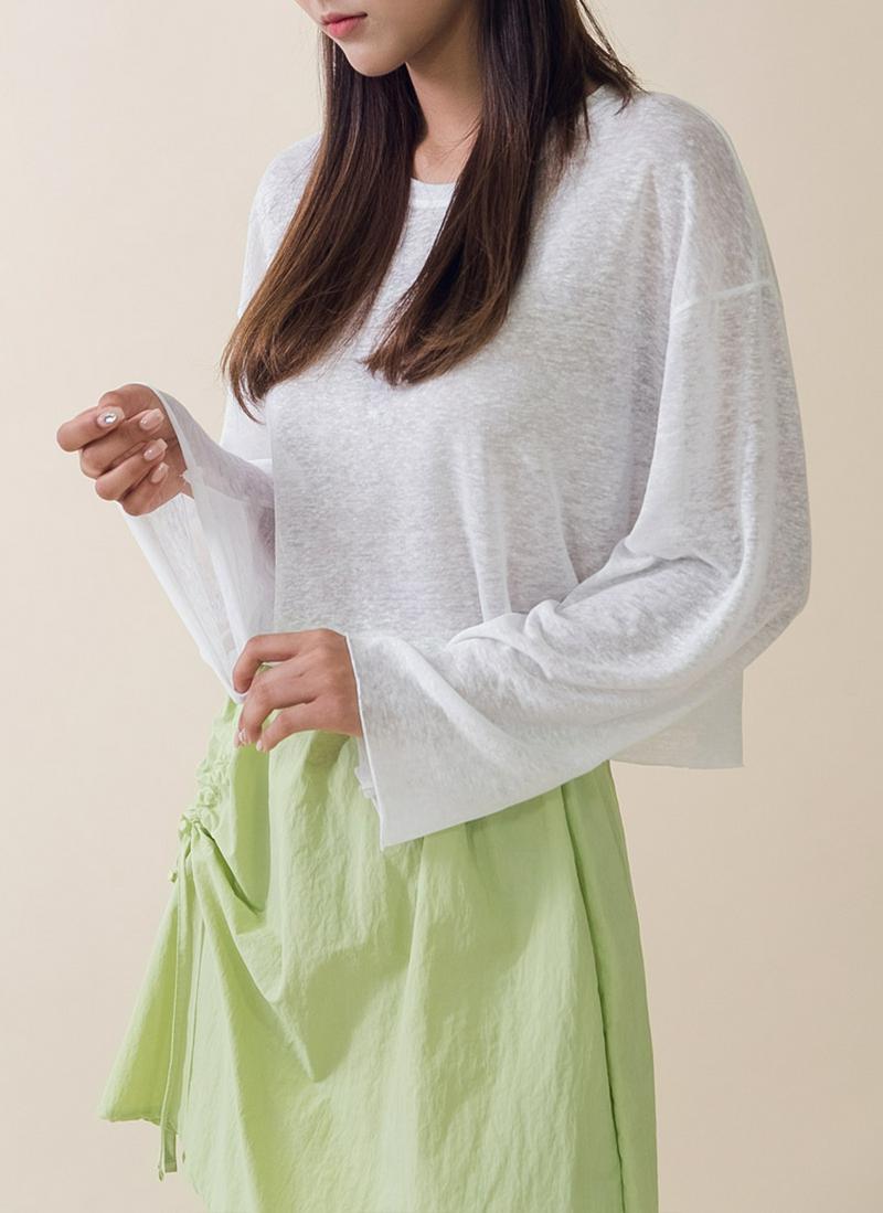 リネンブレンドクロップドTシャツ