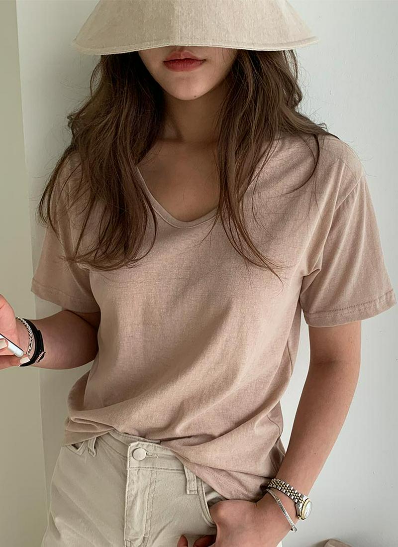 ショートスリーブリネン混Tシャツ