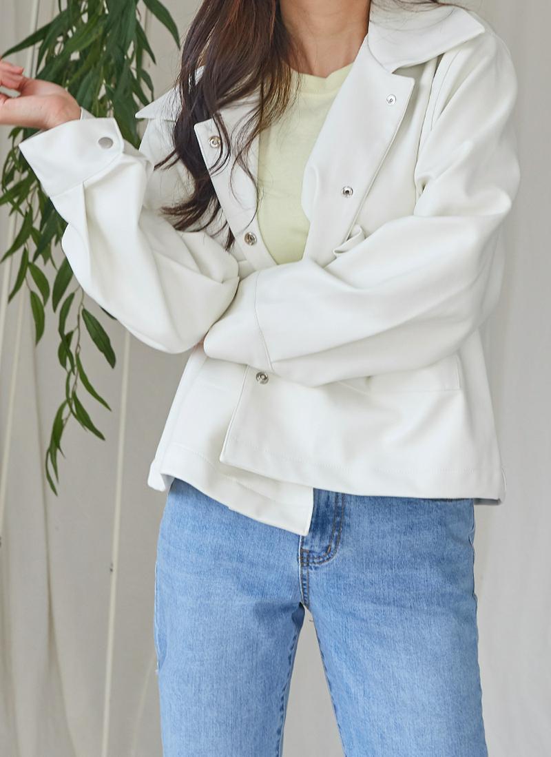 レザー調ビッグポケットジャケット