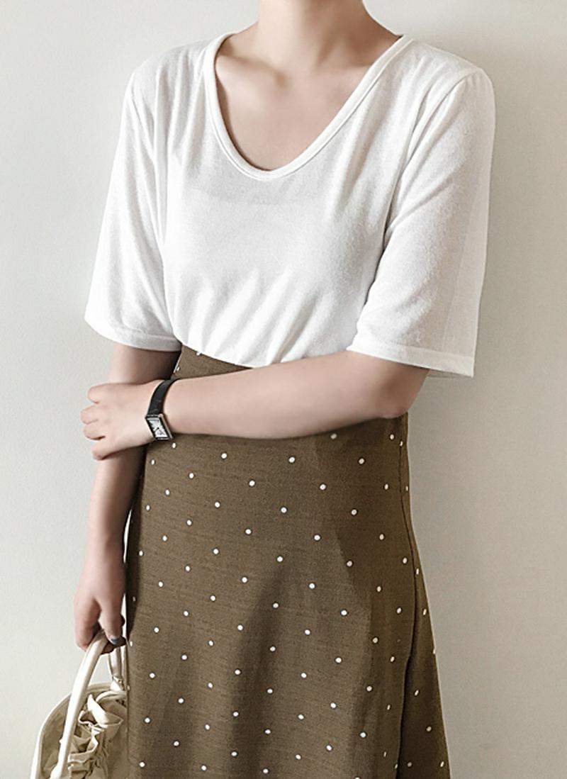 ソフトUネック半袖Tシャツ