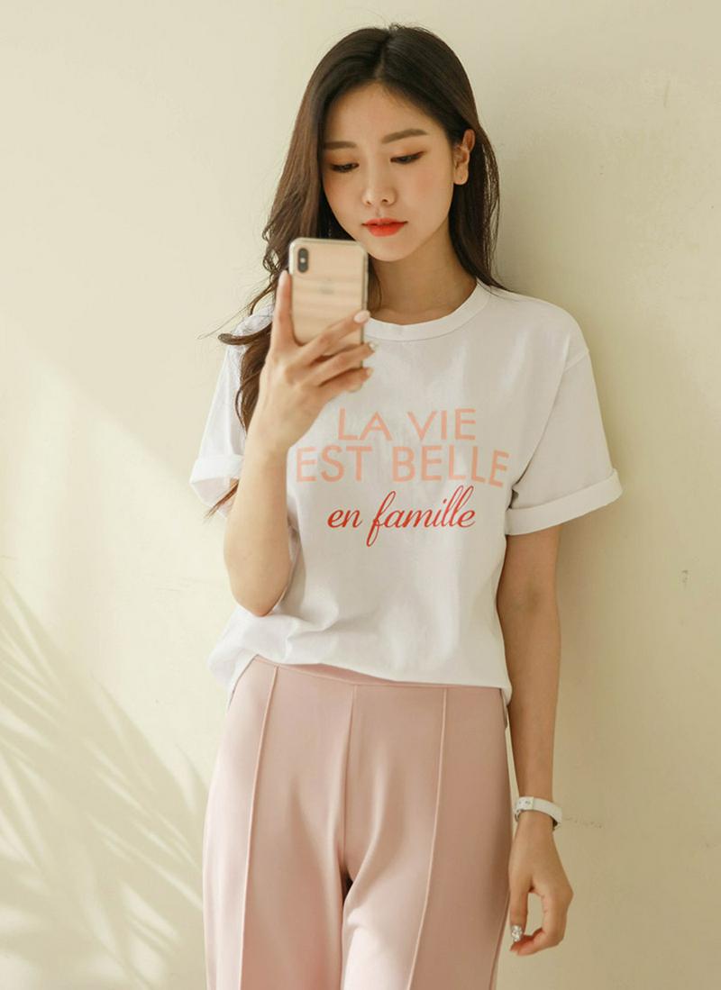 LAカラーレタリング半袖Tシャツ