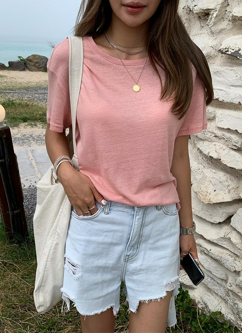 リネンブレンドショートスリーブTシャツ