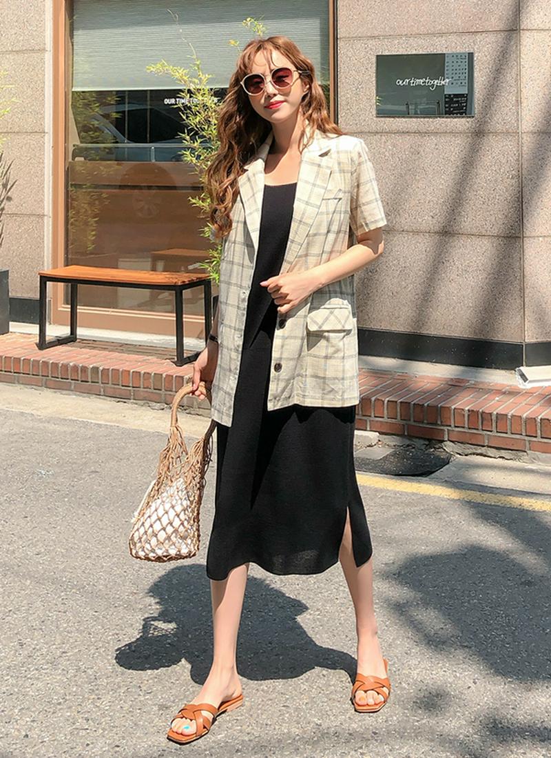 チェック半袖オーバージャケット