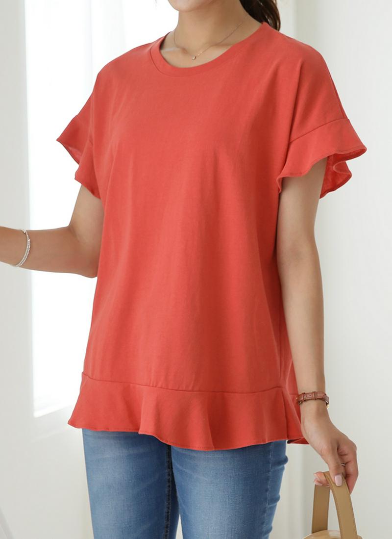 ラッフルヘムTシャツ