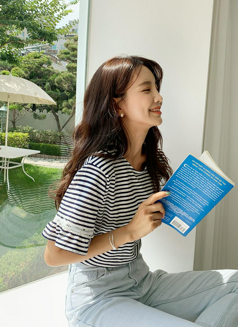 レースポイントボーダーTシャツ・全3色