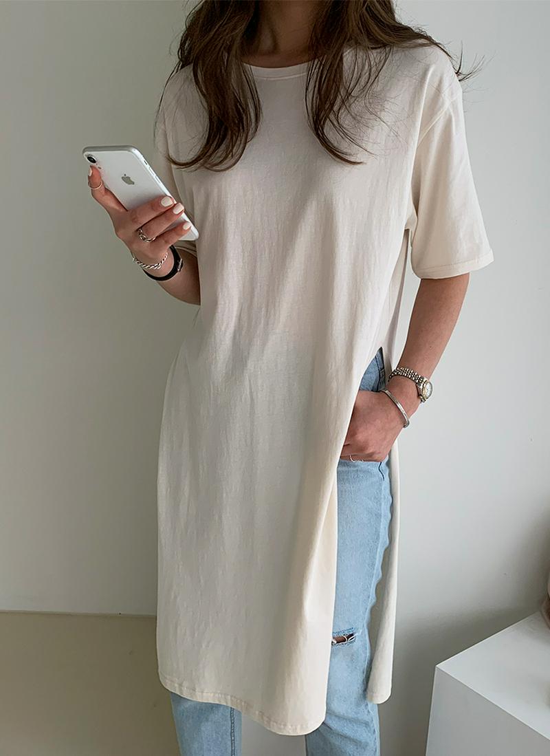 ディープスリットロングTシャツ