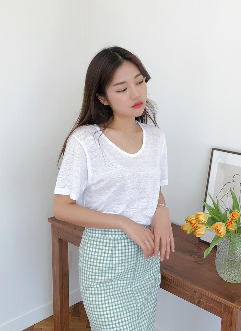 リネンブレンドルーズフィットTシャツ