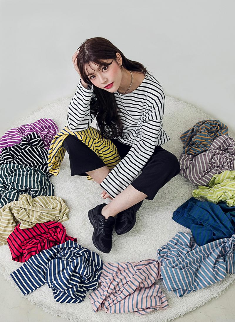 ドロップボーダー柄Tシャツ