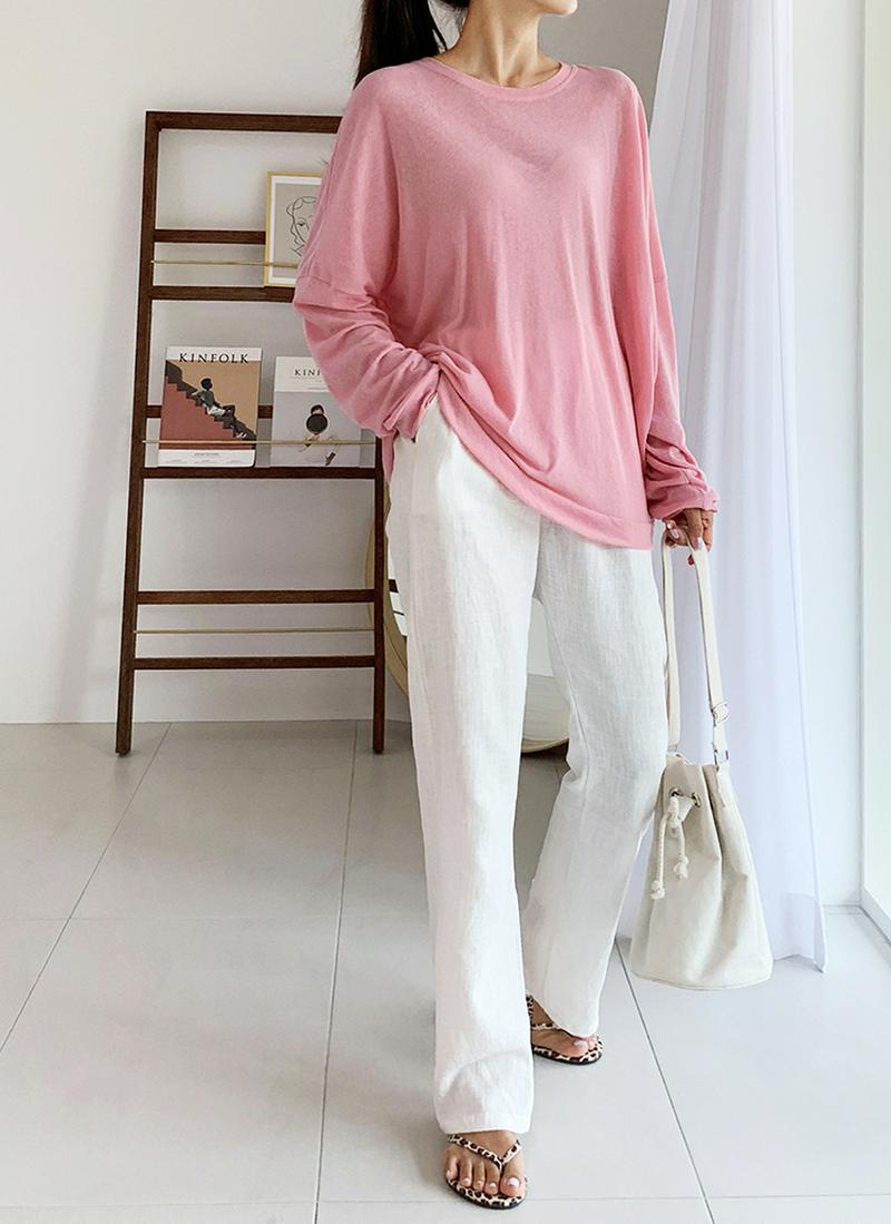 リネン混ルーズTシャツ・全4色