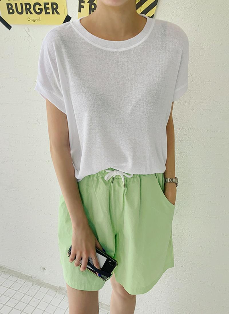 ラウンドネックドロップTシャツ