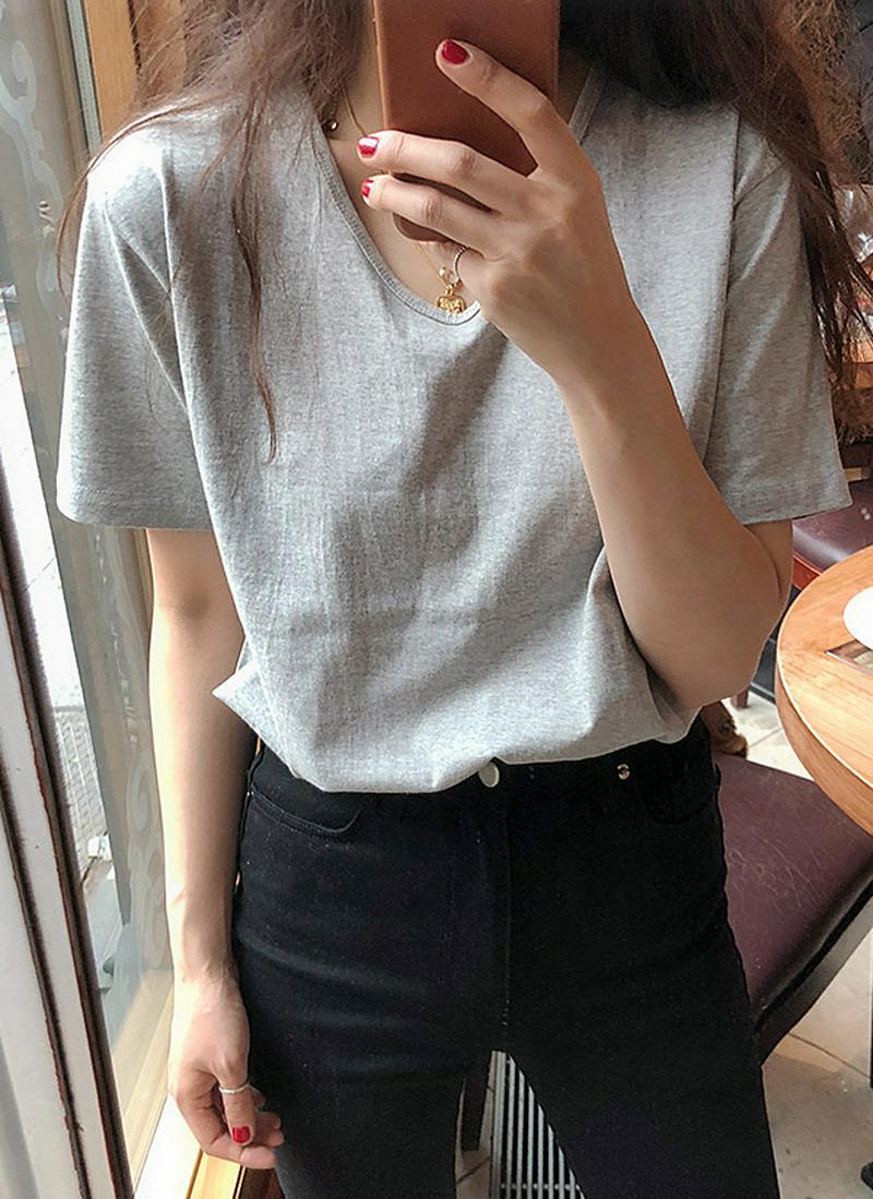 オーバルネックベーシックTシャツ