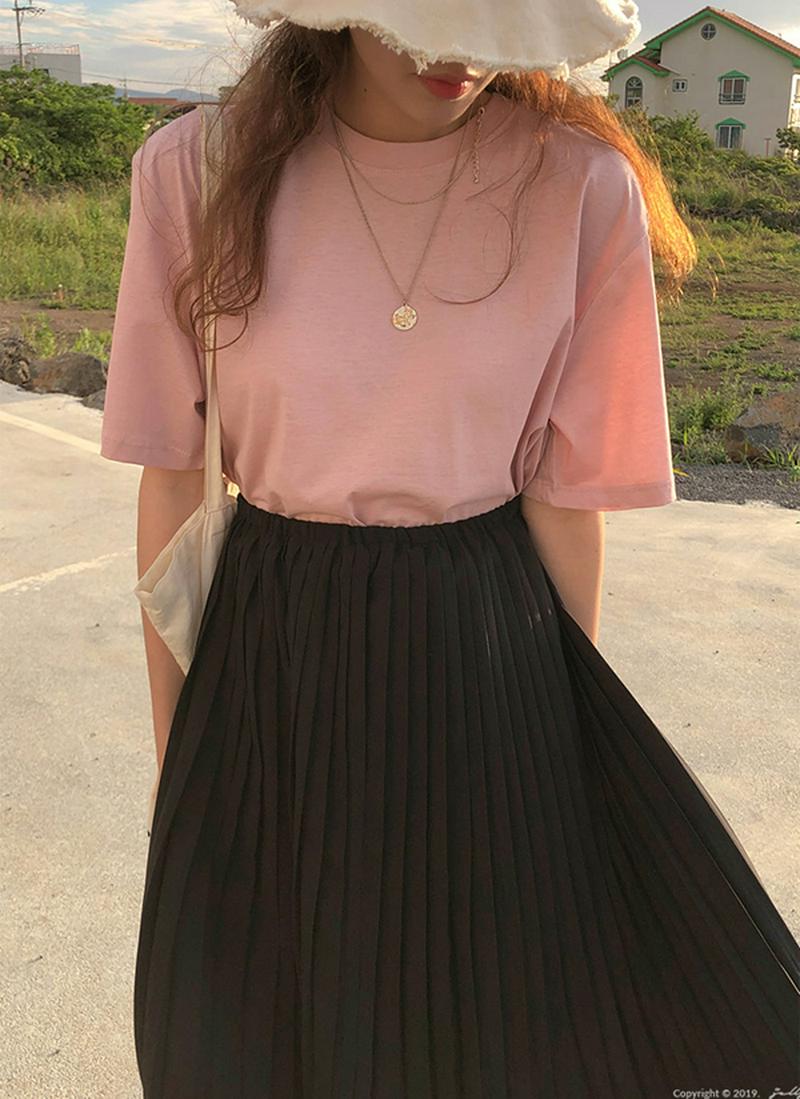 テンセル混ラウンドネックTシャツ