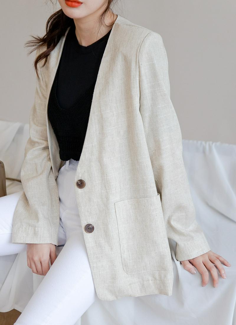 カラーレスコットンリネンジャケット