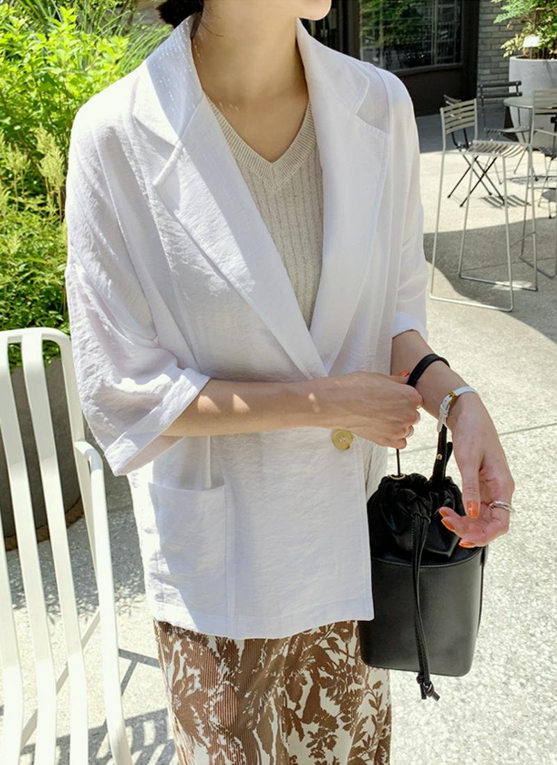 ワンボタンルーズミドル丈ジャケット