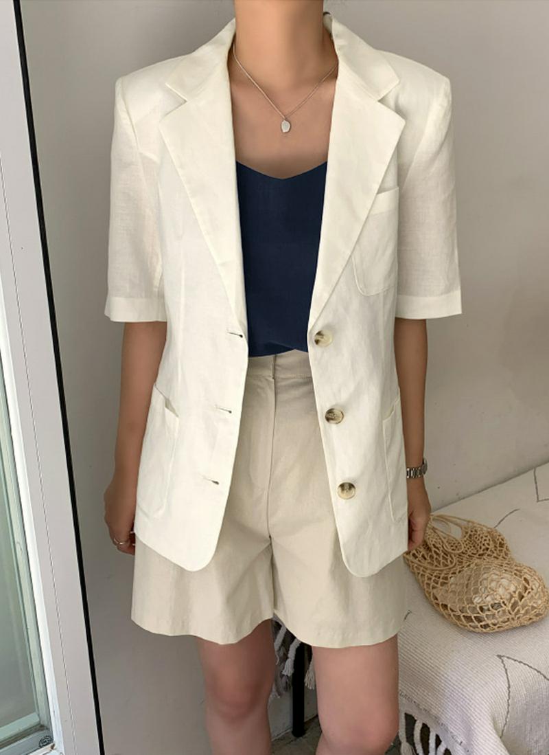 コットンリネン3ポケットジャケット