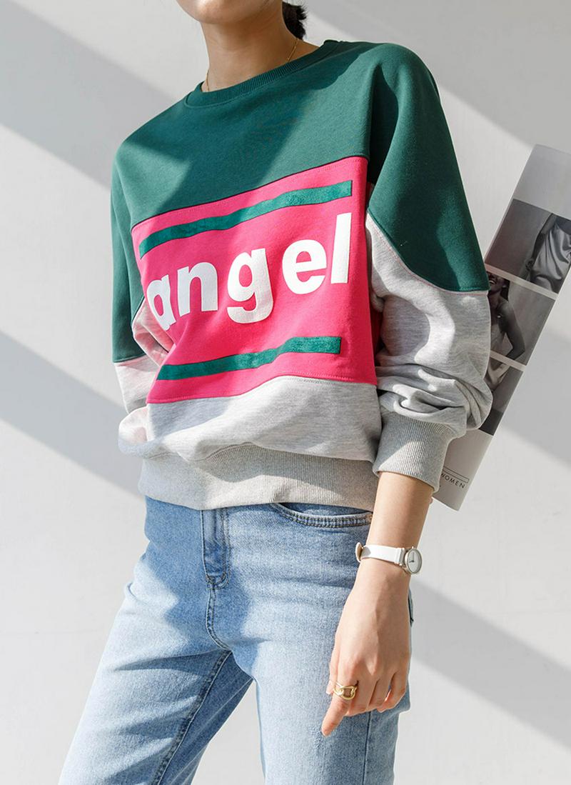 Angelカラーブロックスウェット
