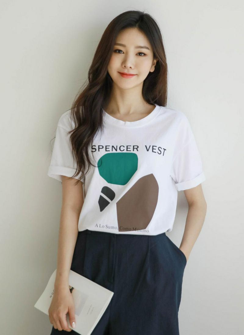 SPENCERプリント半袖Tシャツ