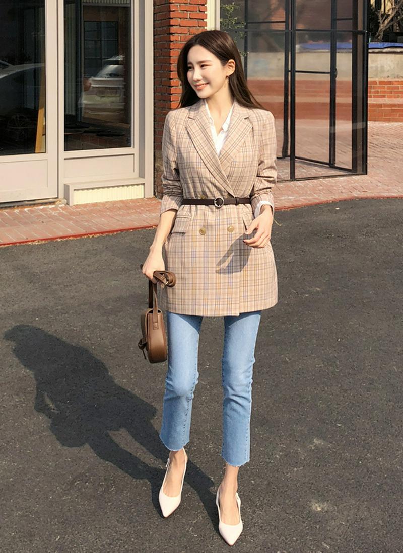 ベルトSETチェックダブルジャケット