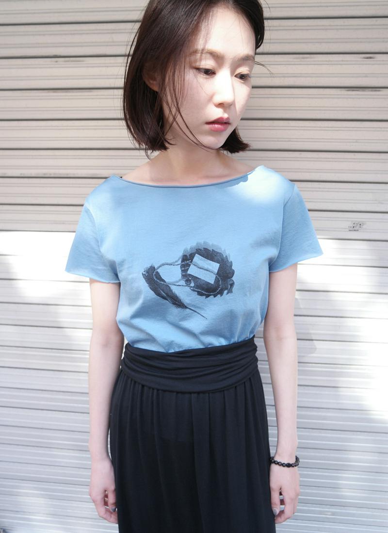 ロールヘムプリントTシャツ